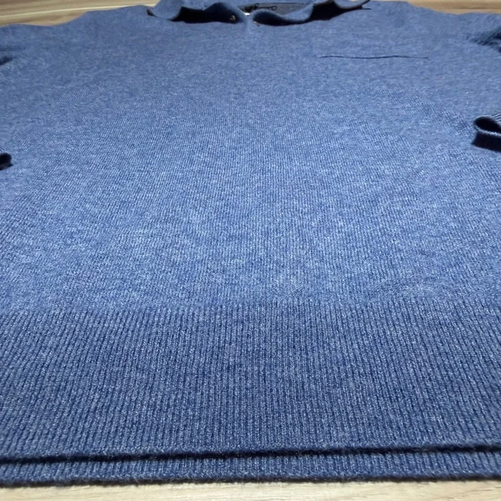 Jos. A. Bank Reserve Sweater Mens XL Blue Wool‎ Blend Polo Collar Pocket J036367